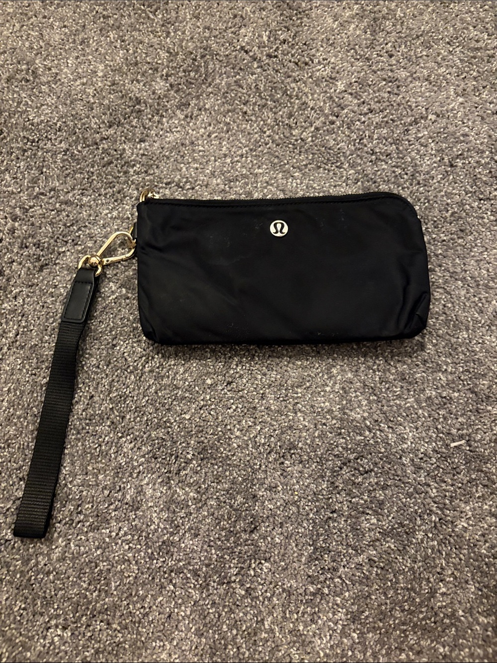 lululemon athletica Black Wristlet Pouch with Gold Hardware